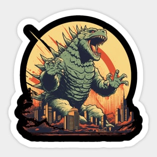 Retro Vintage Godzilla Monster FanArt Propaganda Poster Sticker